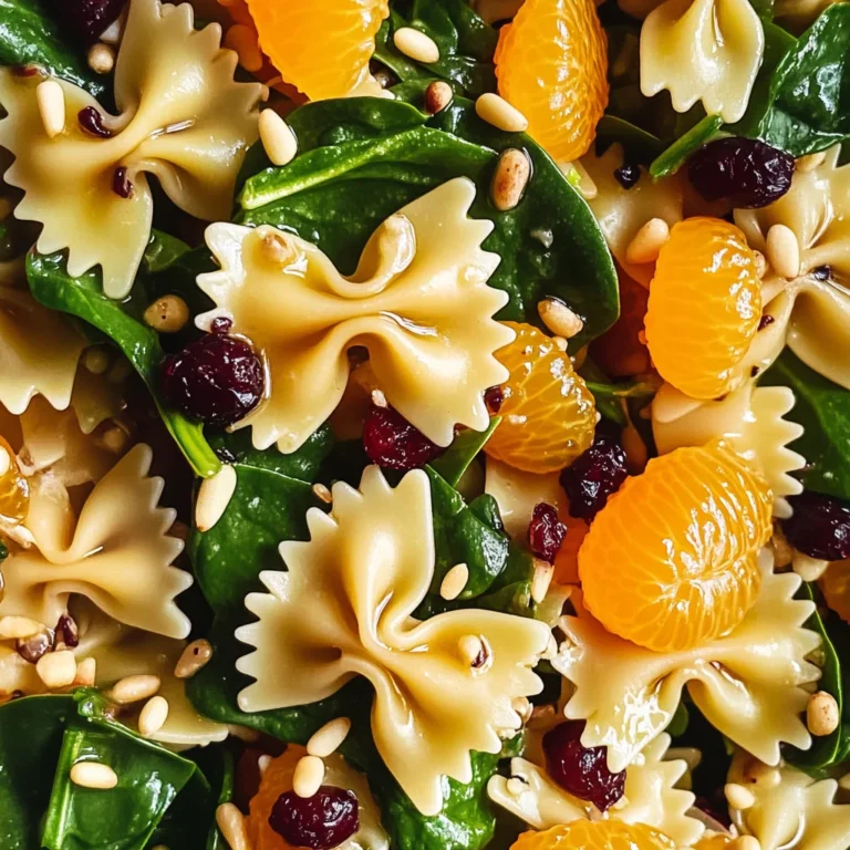 Mandarin Pasta Spinach Salad with Teriyaki Dressing