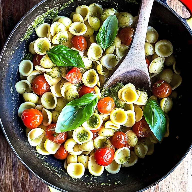 Orecchiette with Cherry Tomatoes, Mozzarella & Basil Pesto