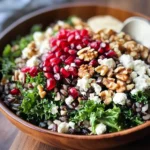 Pomegranate, Kale, and Wild Rice Salad with Walnuts and Feta