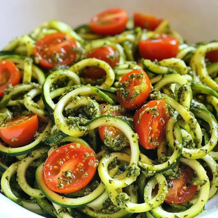 Raw Spiralized Zucchini Noodles with Tomatoes and Pesto