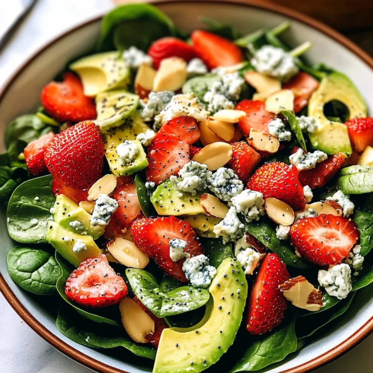 Strawberry Avocado Spinach Salad with Poppyseed Dressing