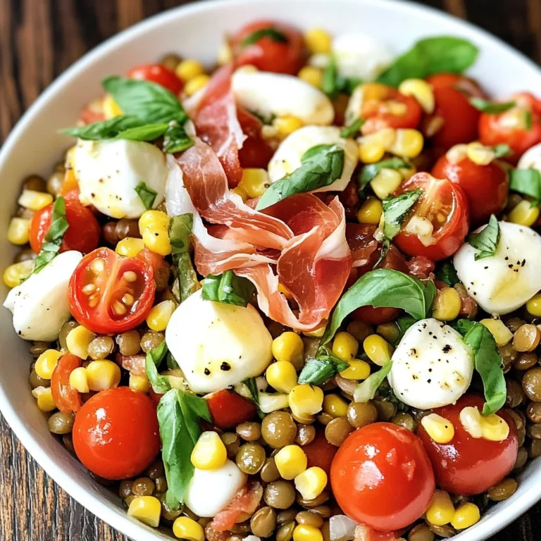 Summer Lentil Salad with Corn, Tomatoes, Mozzarella & Basil