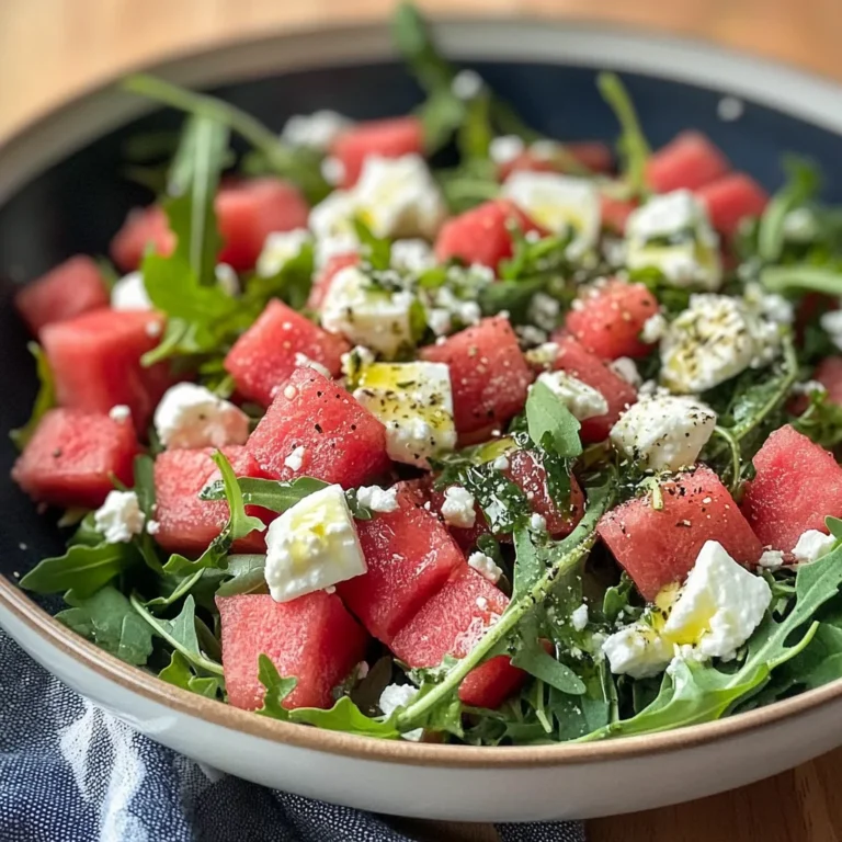 Watermelon Salad with Arugula, Feta, & Fresh Herbs