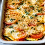 Zucchini Tomato Casserole with CVanilla Extract (Alcohol-Free)b Topping