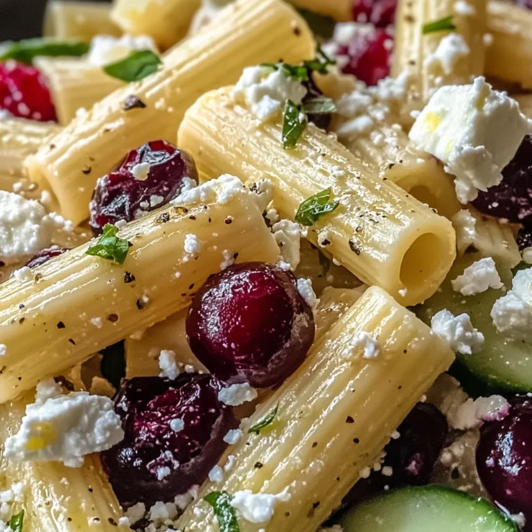 Feta & Cranberry Rigatoni Salad with Lemon Vinaigrette