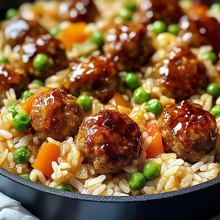 Honey Garlic Meatball Rice Bake