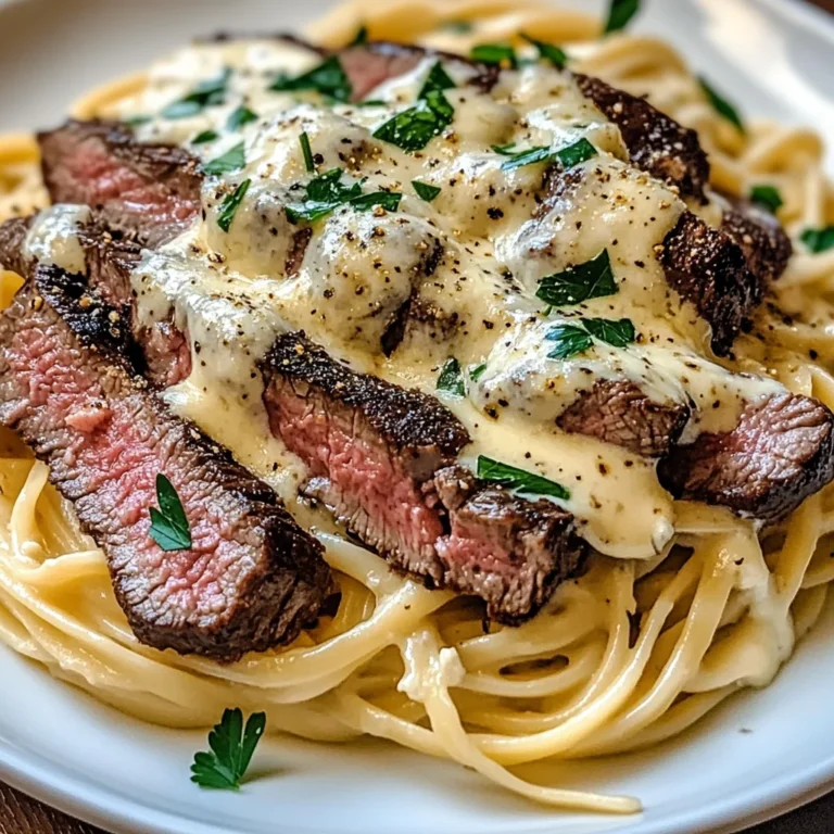 Savory Steak Gorgonzola Alfredo with Creamy Parmesan Sauce
