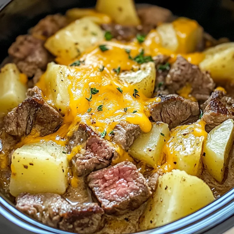 Slow Cooker Steak and Cheddar Potato Casserole