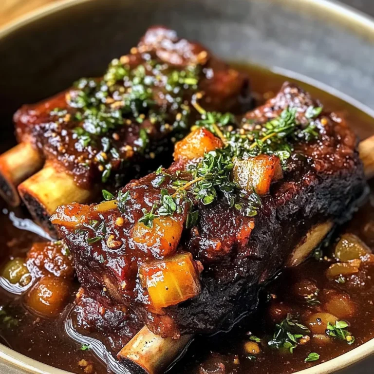 Braised Short Ribs & Lamb Shanks in Red Wine Herb Sauce