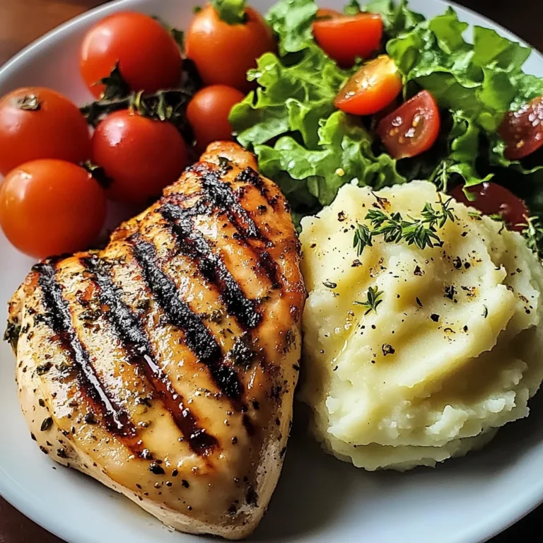 Grilled Garlic Herb Chicken with Creamy Mashed Potatoes & Fresh Garden Salad