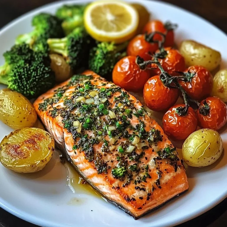 Herb-Crusted Salmon Plate with Garlic Potatoes & Veggies