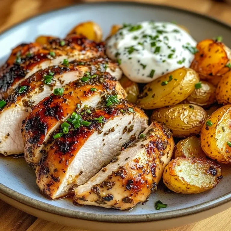Herb-Marinated Chicken with Roasted Potatoes & Creamy Dip
