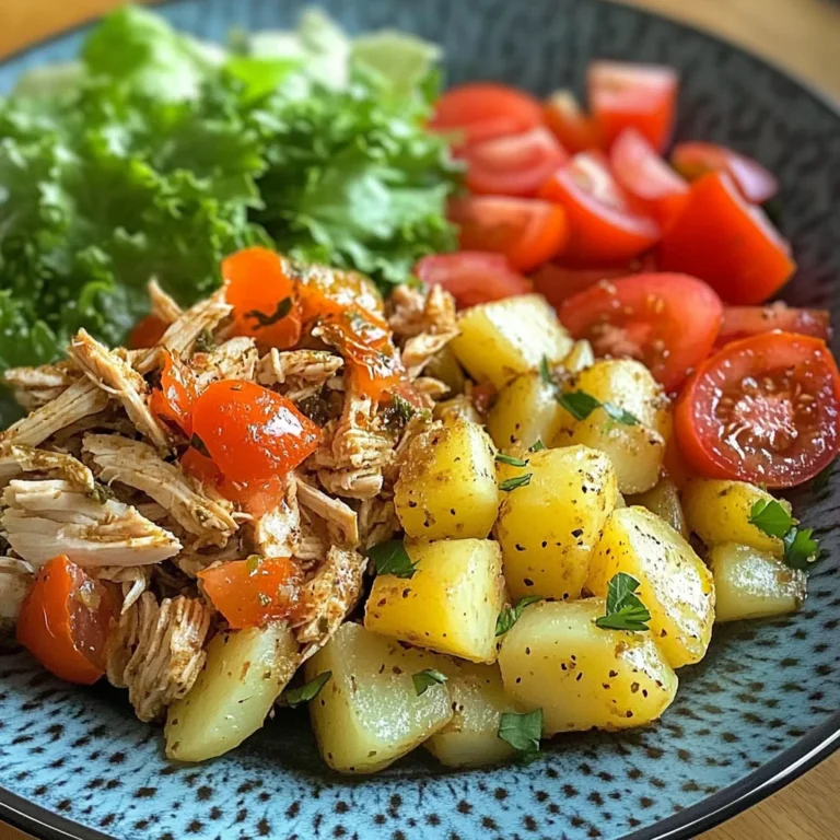 Herbed Potatoes with Shredded Chicken & Fresh Salad