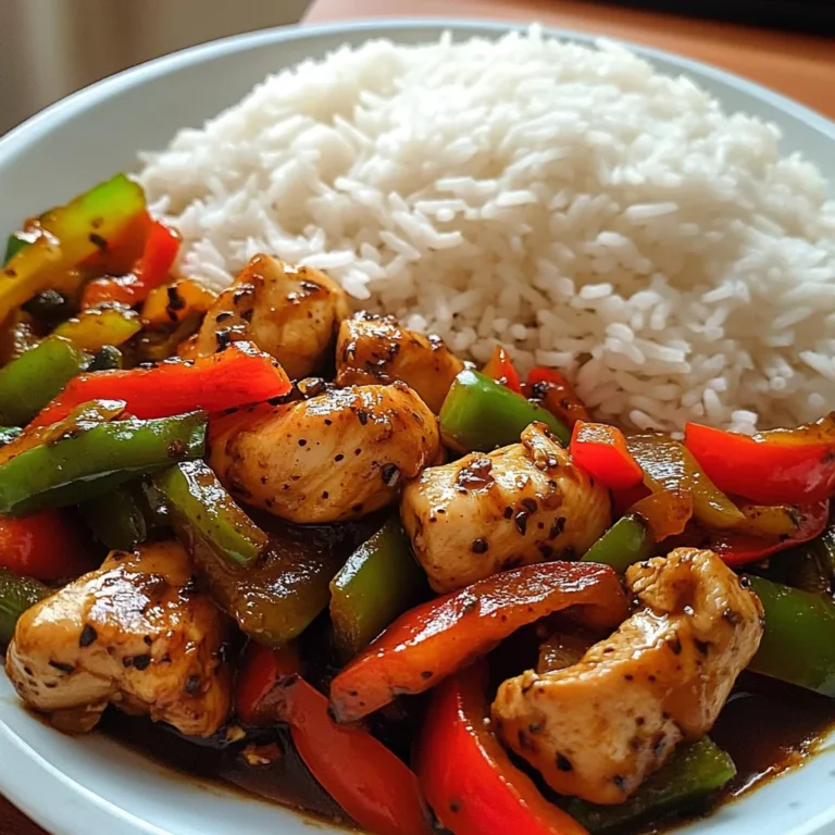 Pepper Chicken Stir-Fry with Fluffy Rice