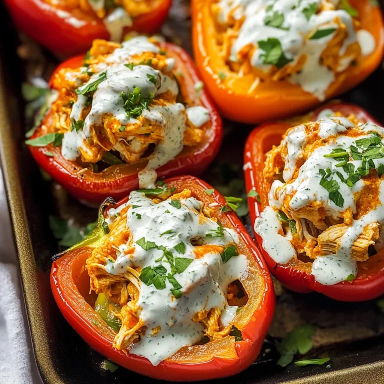 Buffalo Chicken Stuffed Peppers - Dairy Free & Low Carb
