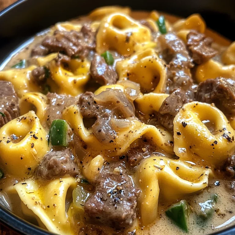 Cheesesteak Tortellini in Creamy Provolone Sauce