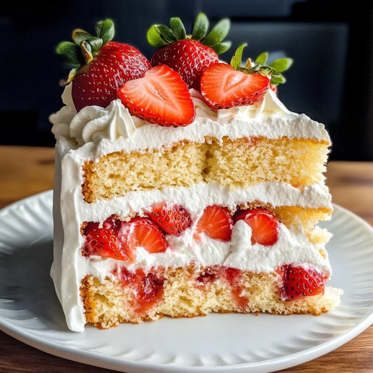 Moist Strawberry Shortcake Cake with Whipped Cream Frosting
