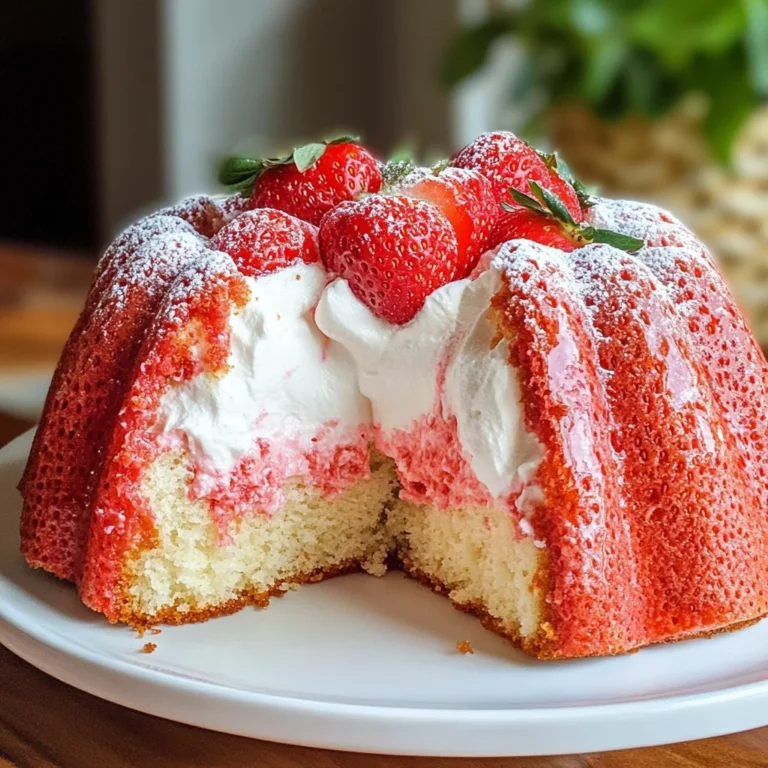 Strawberry Bundt Cake with Marshmallow Cream Filling